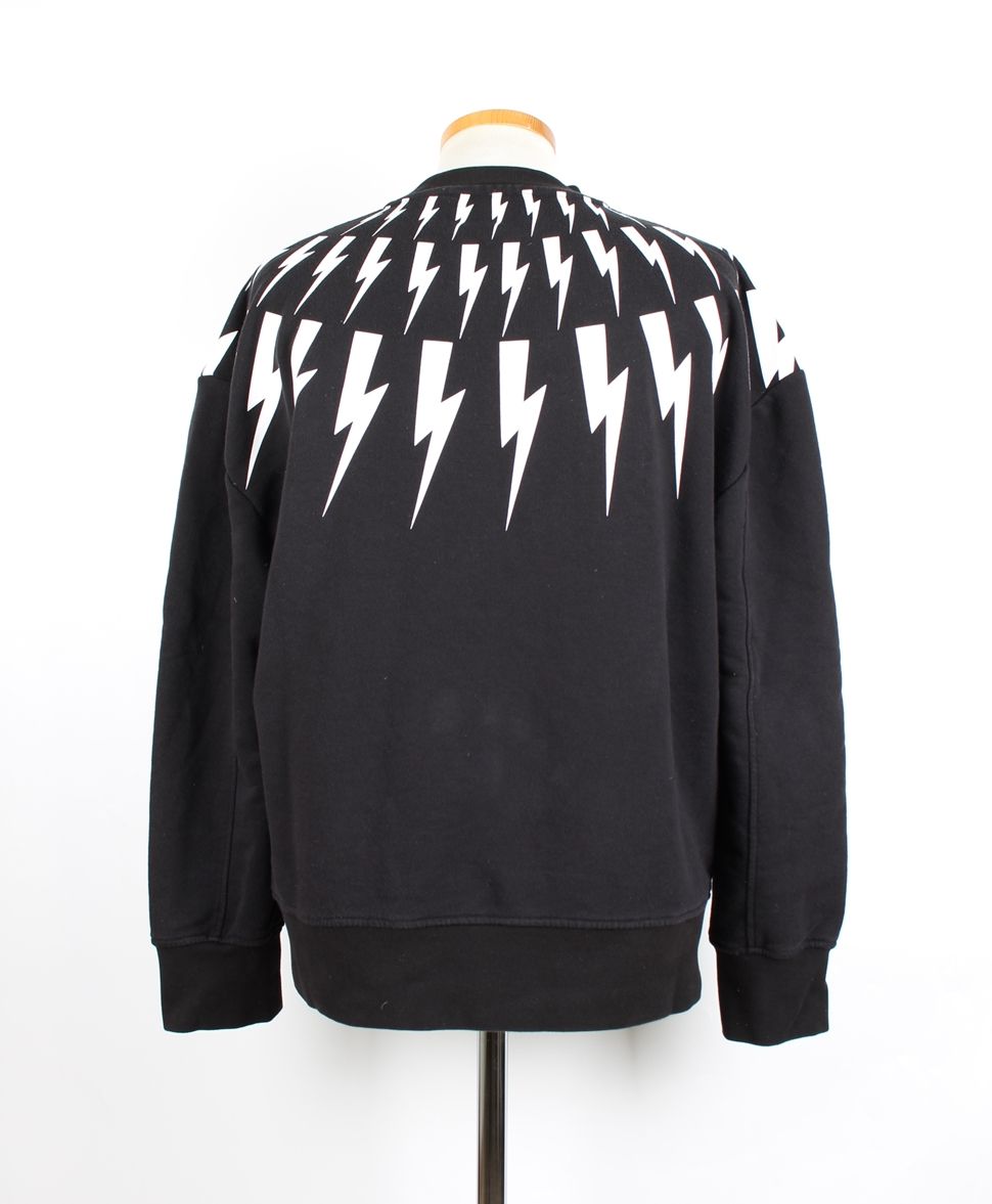 NEIL BARRETT｜SWEATSHIRTS (airisle Thunderbolt / Easy Sw Neil Barrett Crewneck Easy Fit FAIR-ISLE THUNDERBOLT Brushed