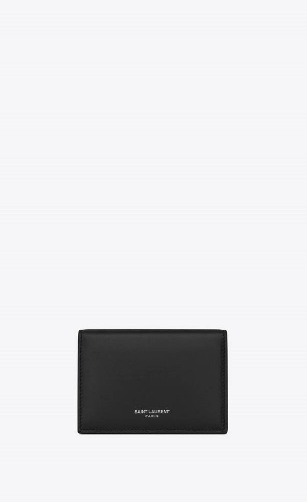 Business card holder with flap in smooth leather, Saint Laurent