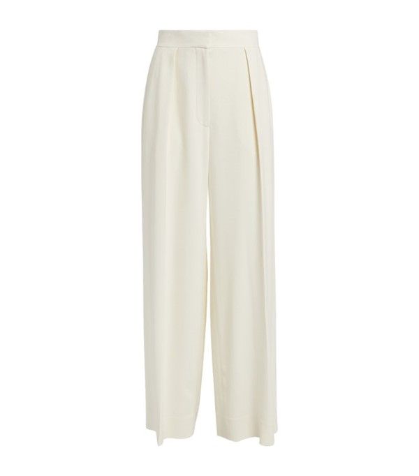 The Row ivory Avril Wide Leg Trousers Harrods UK