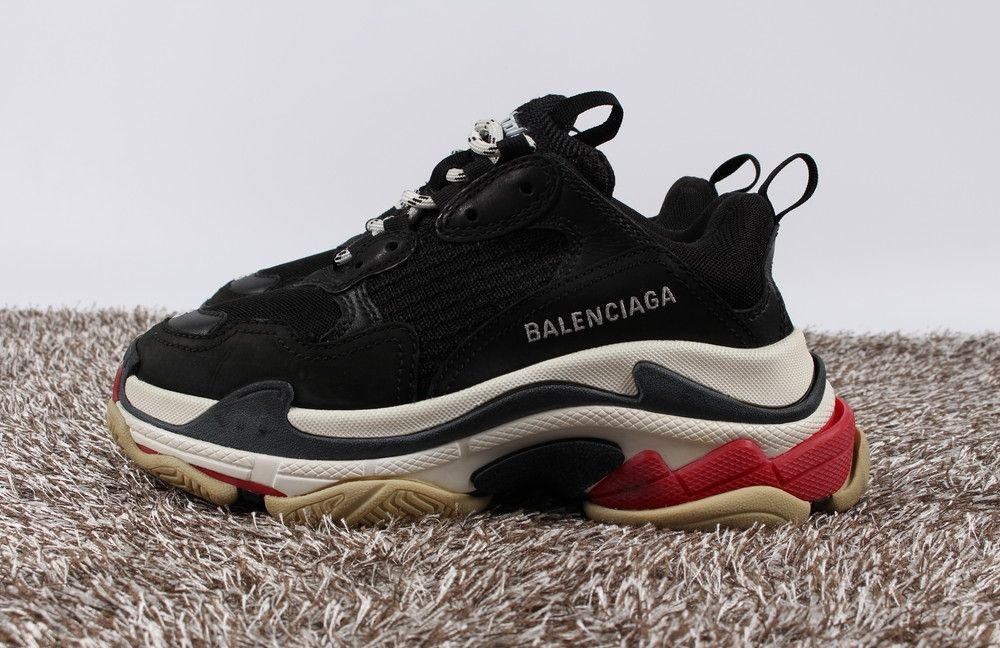 Balenciaga Triple S Women Black Sneakers Polyurethane Wedge