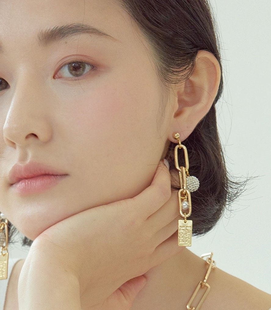 드롭 귀걸이 drop circle earring gold 48