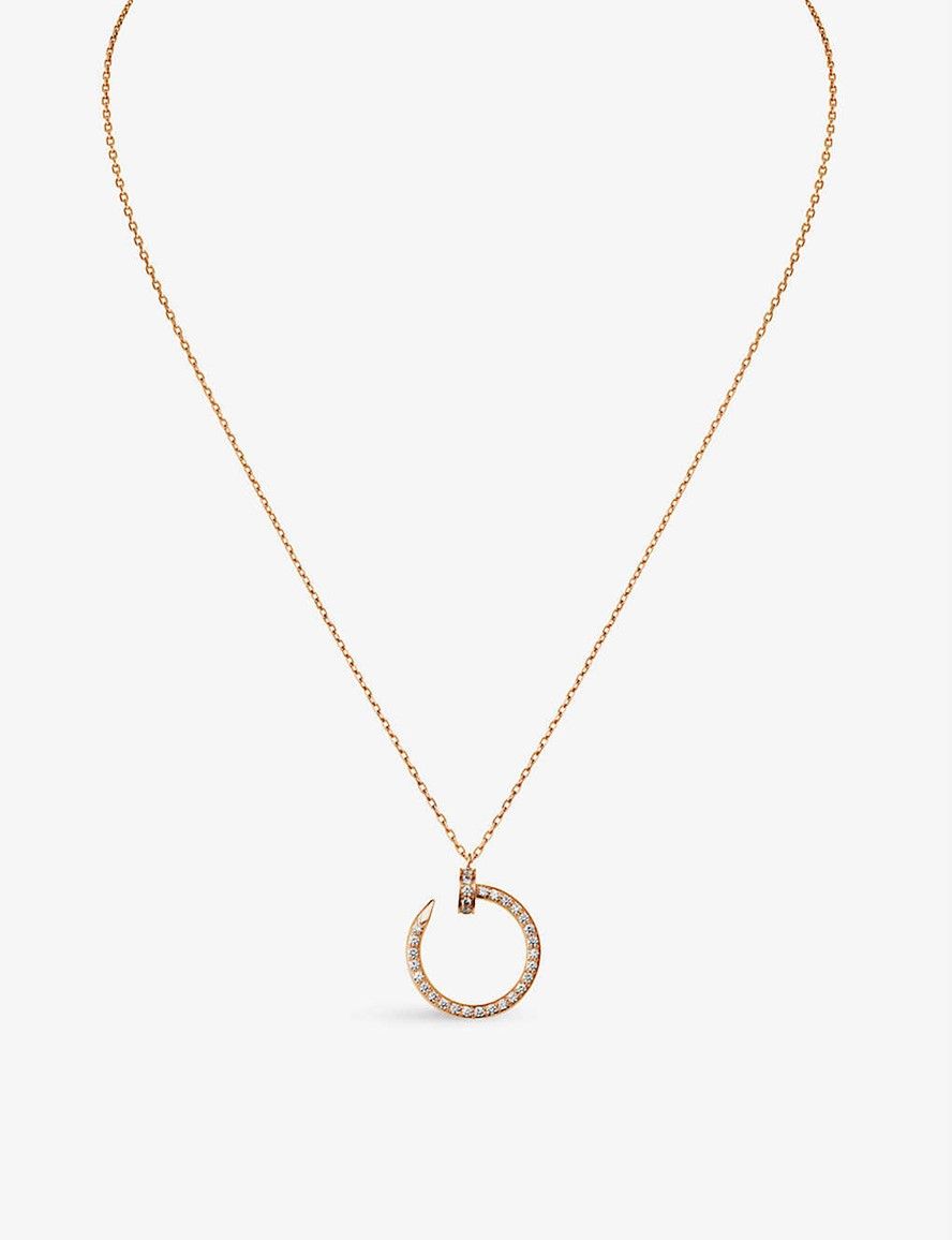 까르띠에-목걸이 Juste Un Clou 18Ct Rose-Gold Diamond-Paved Necklace  852-10134-B3047000 | Trenbe