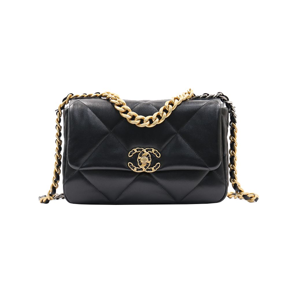 샤넬 19백 플랩 체인 미디움 블랙 금장