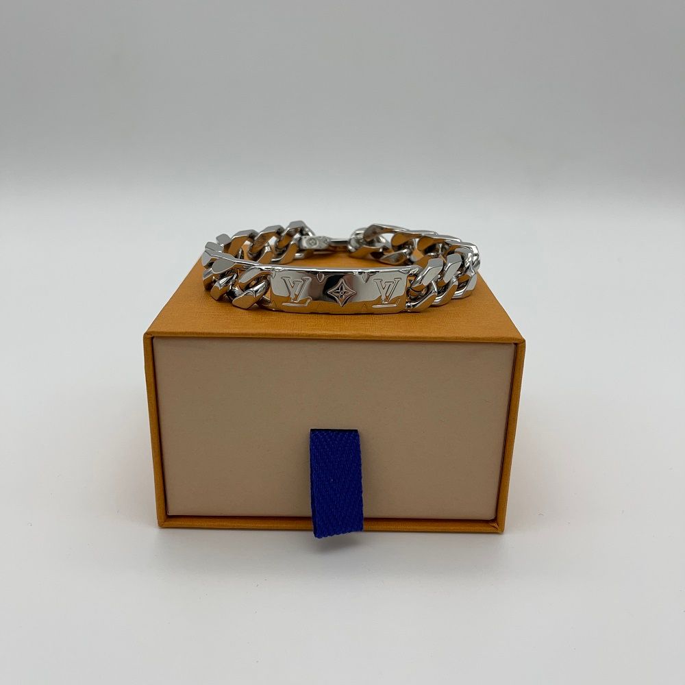 Louis Vuitton MONOGRAM Monogram Chain Silver Logo Bracelets (M00856, M00855)