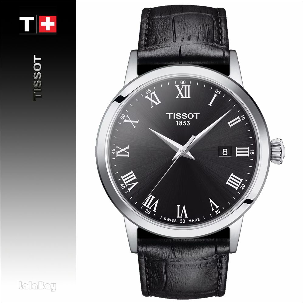티쏘 남성 시계 클래식 드림 쿼츠 블랙 42mm 가죽밴드 T129.410.16.053.00