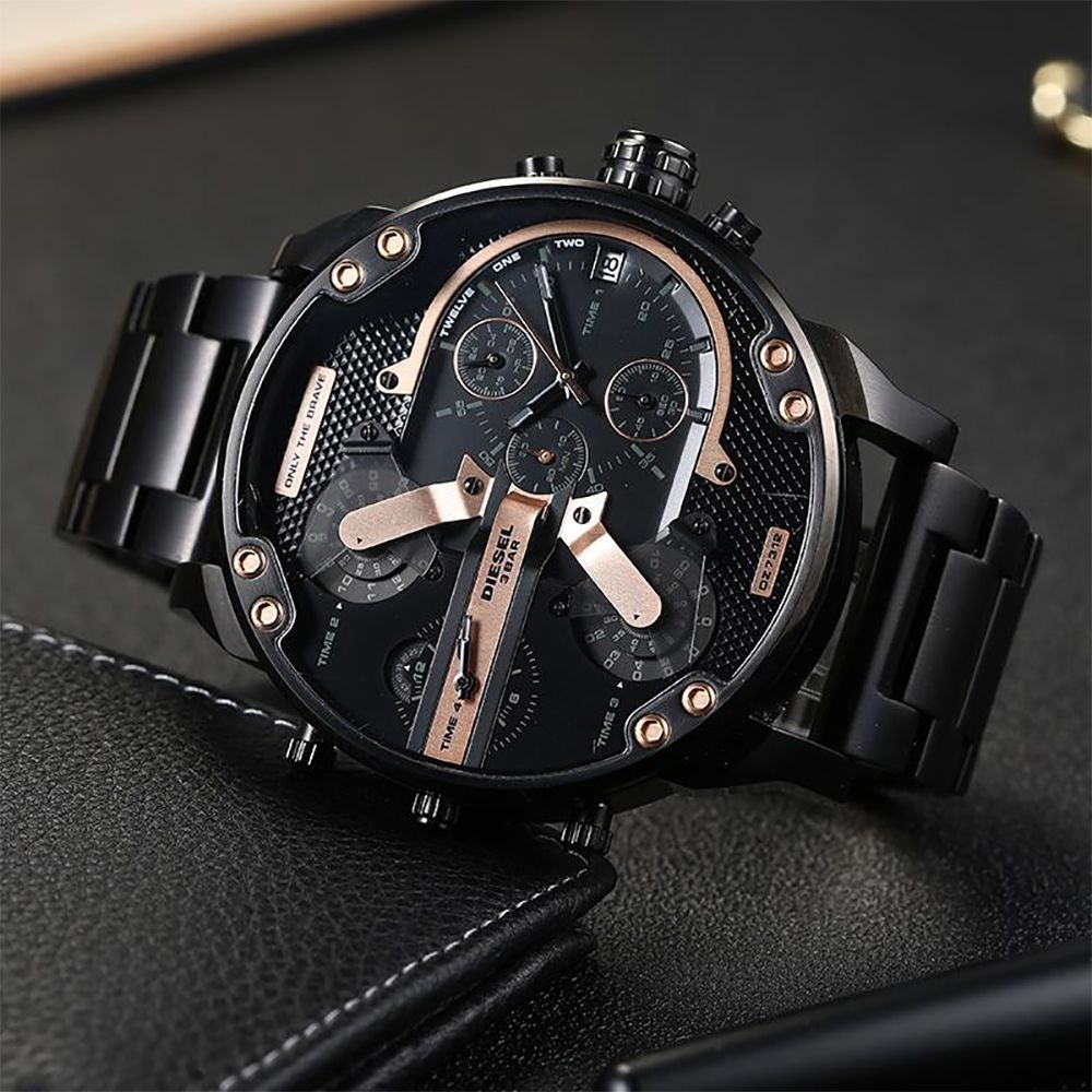 디젤 남성 시계 DZ7312 MR DADDY 2.0 블랙 57MM 메탈밴드
