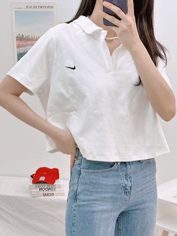 나이키 플러스 사이즈 여성 에센셜 반팔 카라 티셔츠