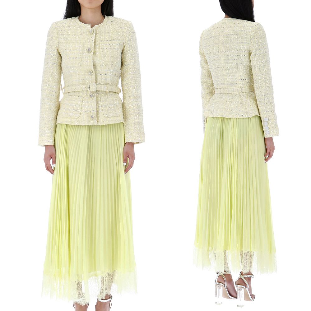 Self-Portrait Boucle Sequin Midi Dress YELLOW PF23087MY