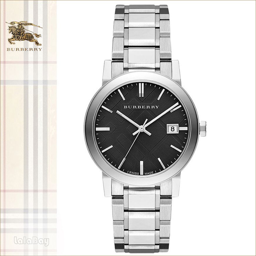 버버리시계 남녀공용 BU9001 블랙 체크 38mm 메탈밴드