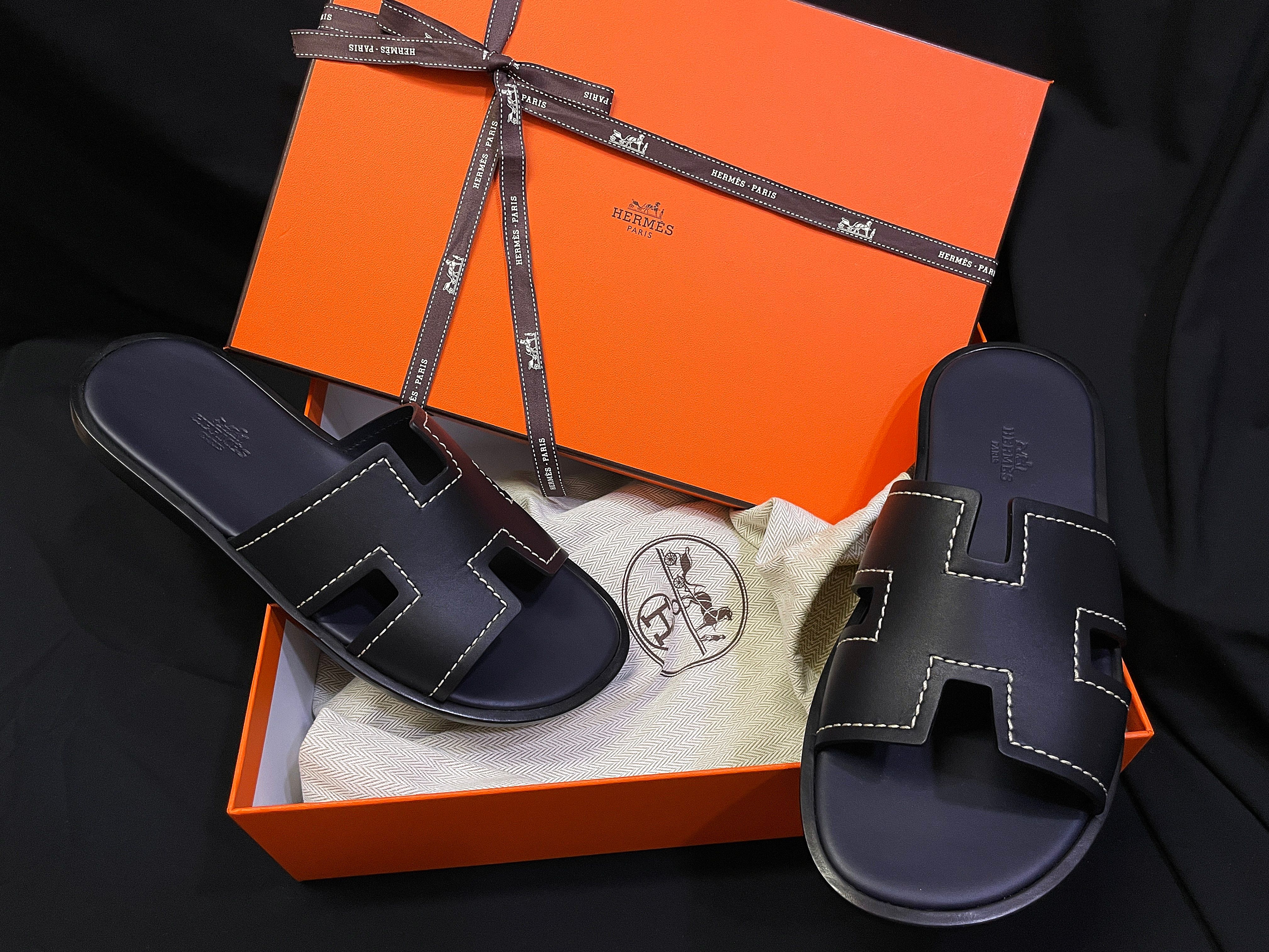 Navy Hermes Izmir sandal Hermes Izmir Sandal in Epsom Calfskin – SANDS main image 3