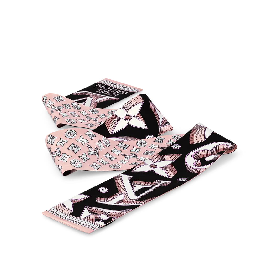 루이비통-얼티밋 3D 모노그램 방도 여성 스카프 핑크 | 트렌비