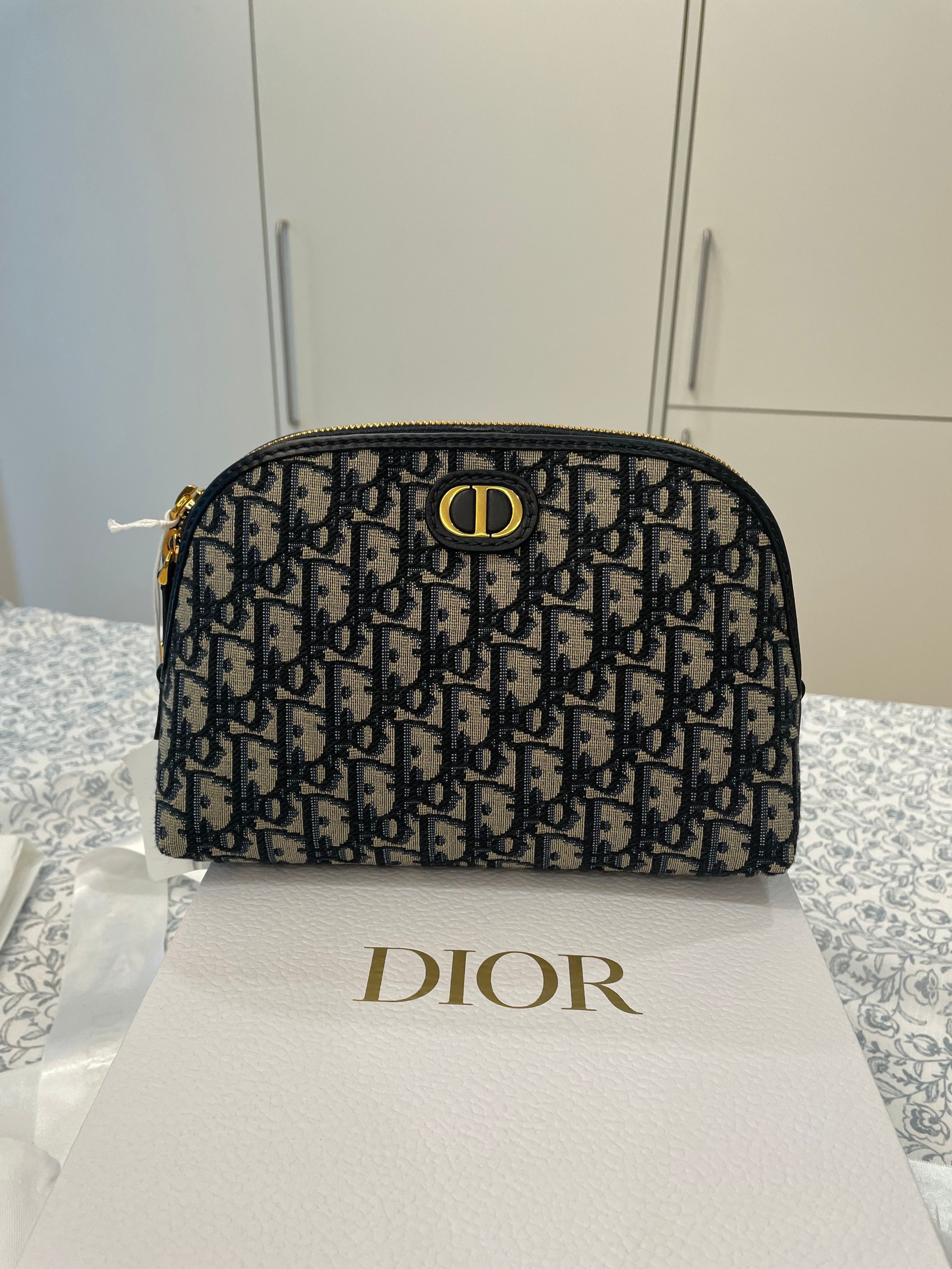 A4 Pouch Beige and Black Dior Oblique Jacquard