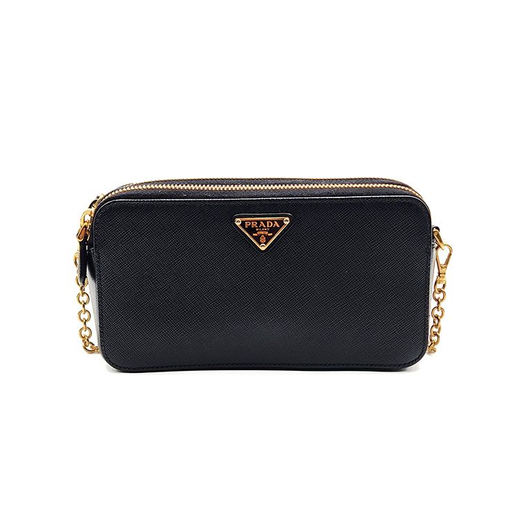 Prada Saffiano Double Zip Chain Crossbody Bag 1BP024 Prada Saffiano Double Zip Chain Crossbody Bag 1BP024