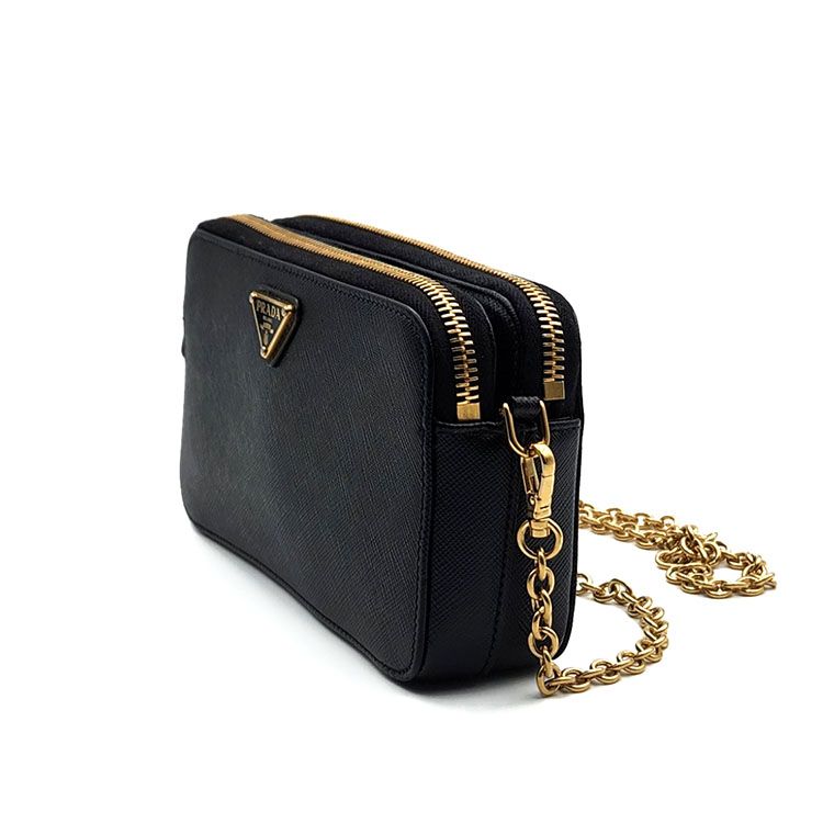 Prada Saffiano Double Zip Chain Crossbody Bag 1BP024 Prada Saffiano Double Zip Chain Crossbody Bag 1BP024