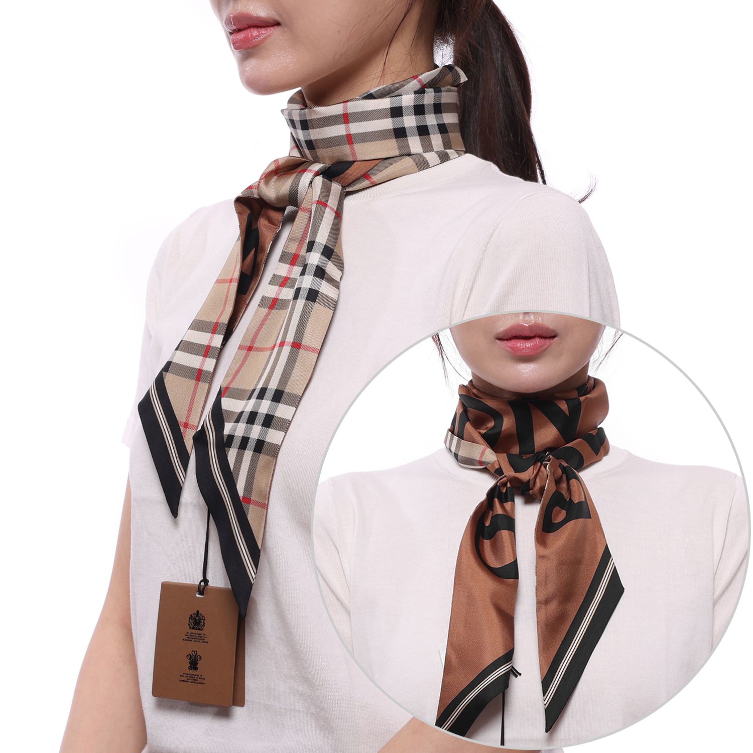 Montage Print Silk Scarf in Archive Beige