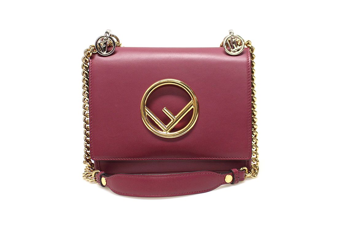Fendi Black Cherry Calf Kan I F Small Shoulder Bag 8BT286