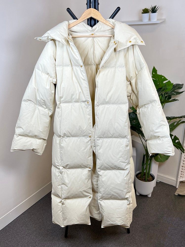 보테가베네타 우먼스 FROSTED POPLIN 롱 패딩 점퍼 TOILE 632741 VKH50 9217