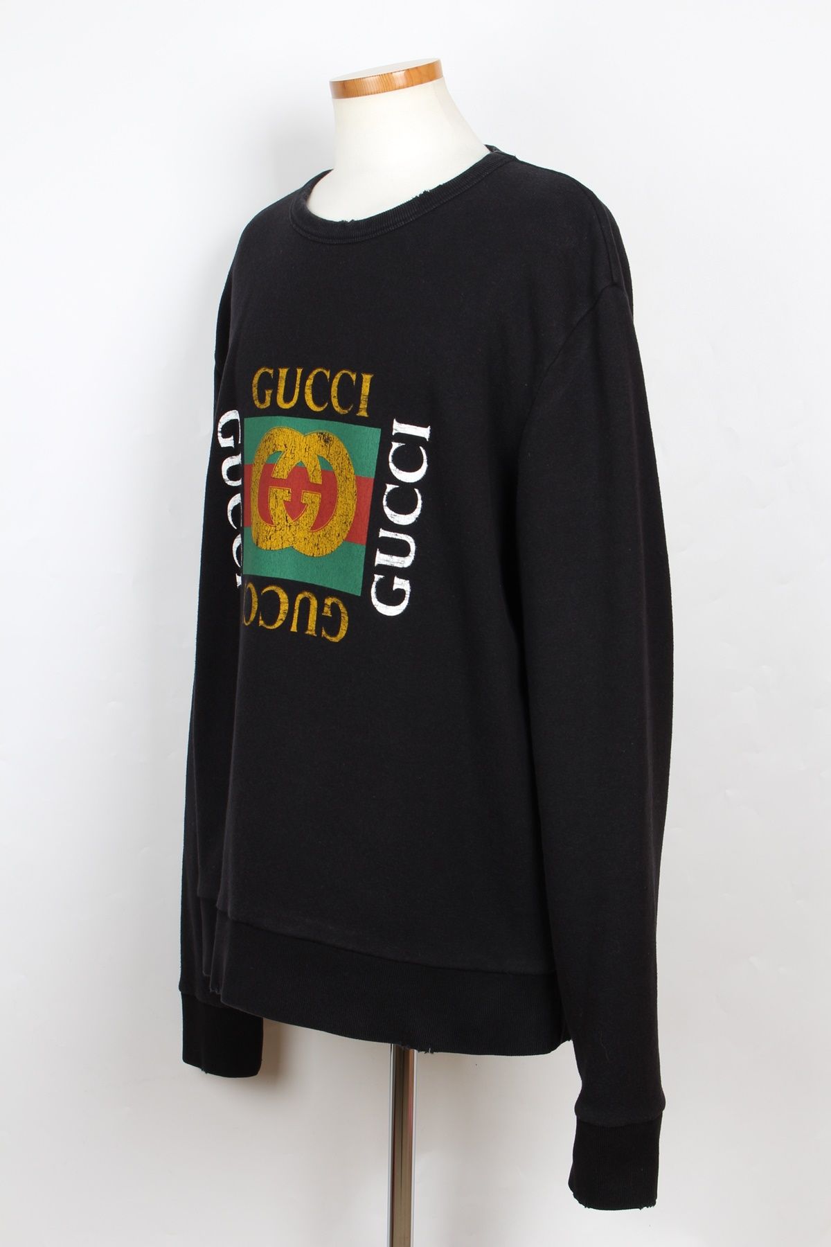 GUCCI ブラック ロゴスウェット XL