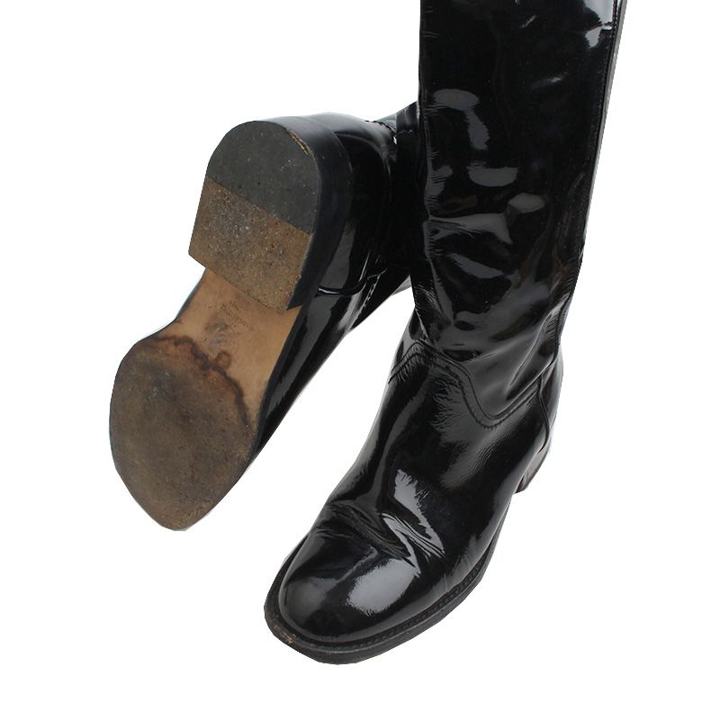CHANEL Black Patent Leather Long Boots 35C 63710136 | eBay