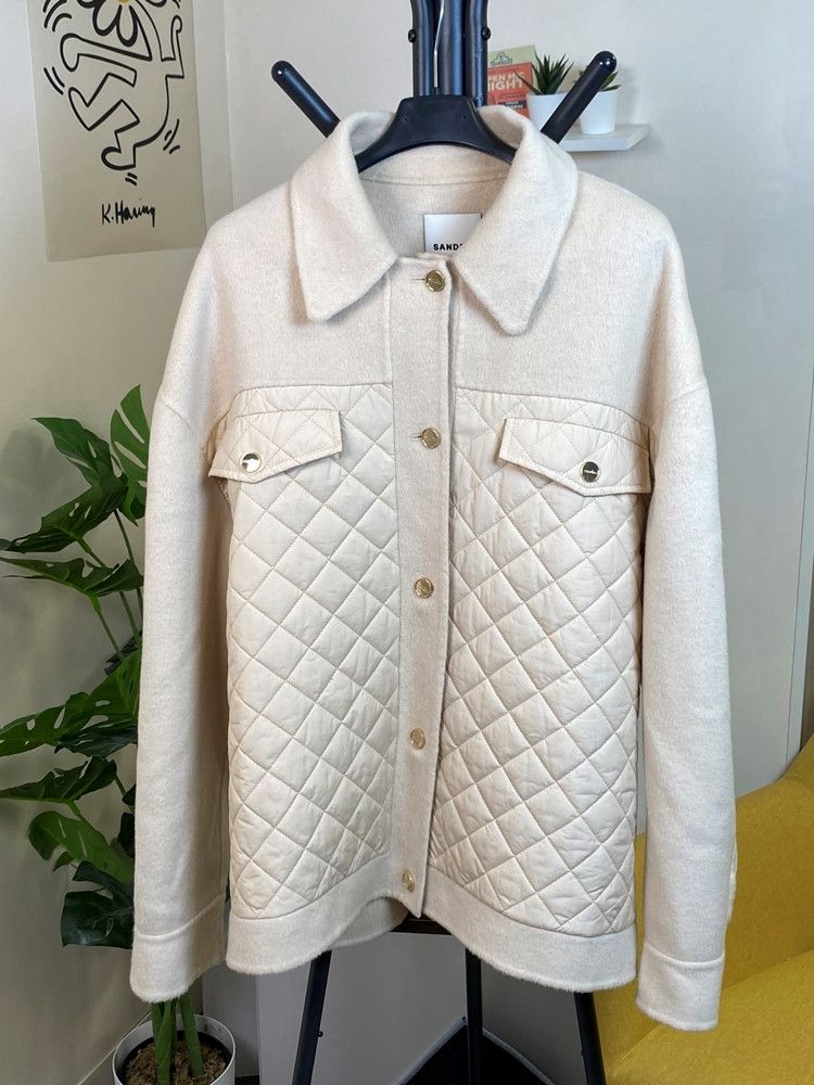 산드로 우먼스 ALDRIC 퀄티드 펠트 울 자켓 BEIGE SFPOU00377