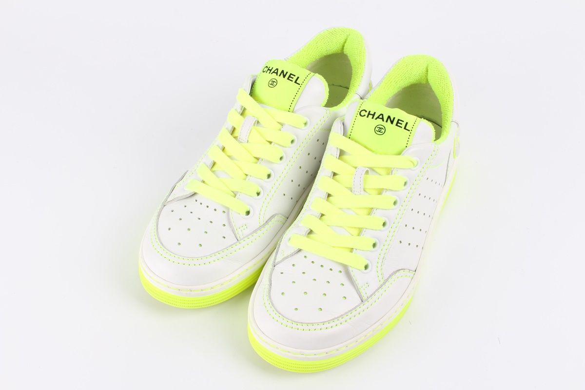 CHANEL Yellow Logo Sneakers 36.5 64726250 | eBay UK
