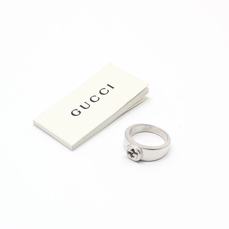 Gucci Interlocking G Ring in Sterling Silver 9mm Size 19