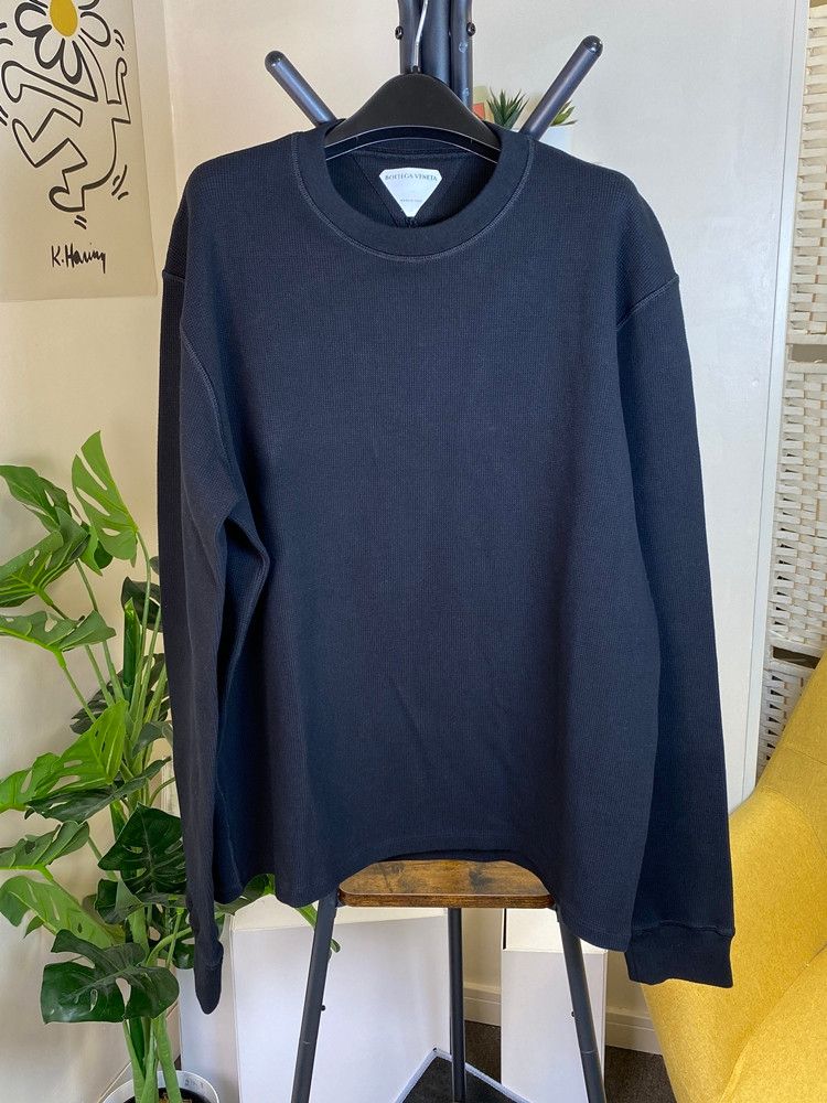 보테가베네타 맨즈 와플 저지 티셔츠 BLACK 649056 V0IS0 1000
