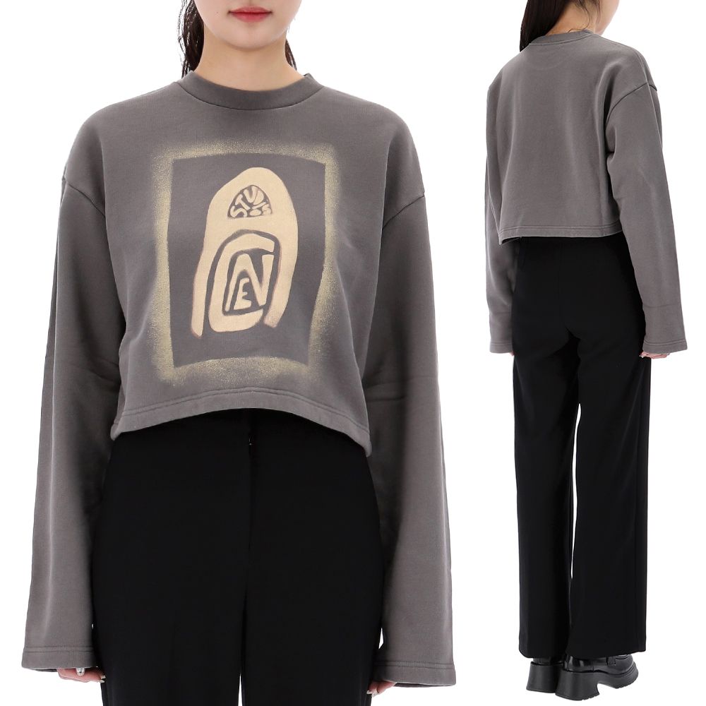 Acne Studios Logo Print Cropped Oversized Sweatshirt AI0118