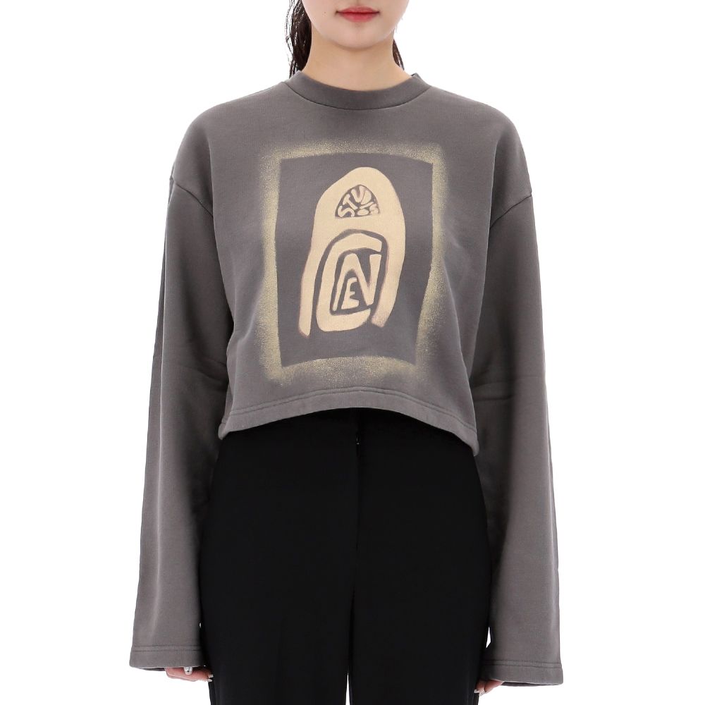 Acne Studios Logo Print Cropped Oversized Sweatshirt AI0118