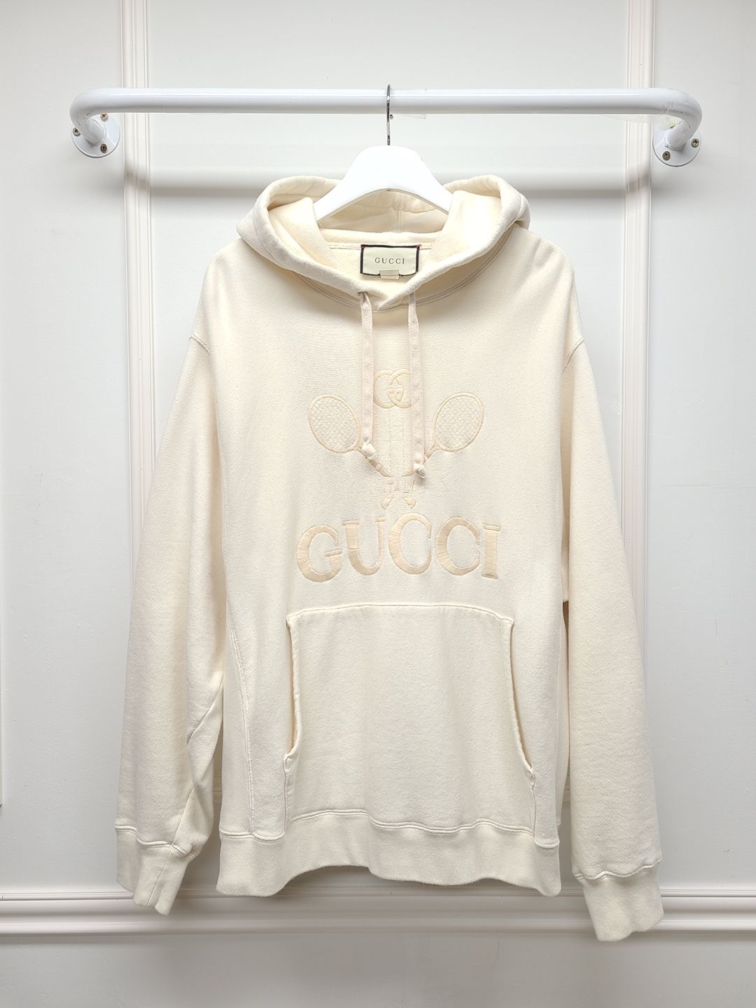 Gucci Ivory Tennis Logo Embroidered Hoodie - XL SKU12345 | eBay