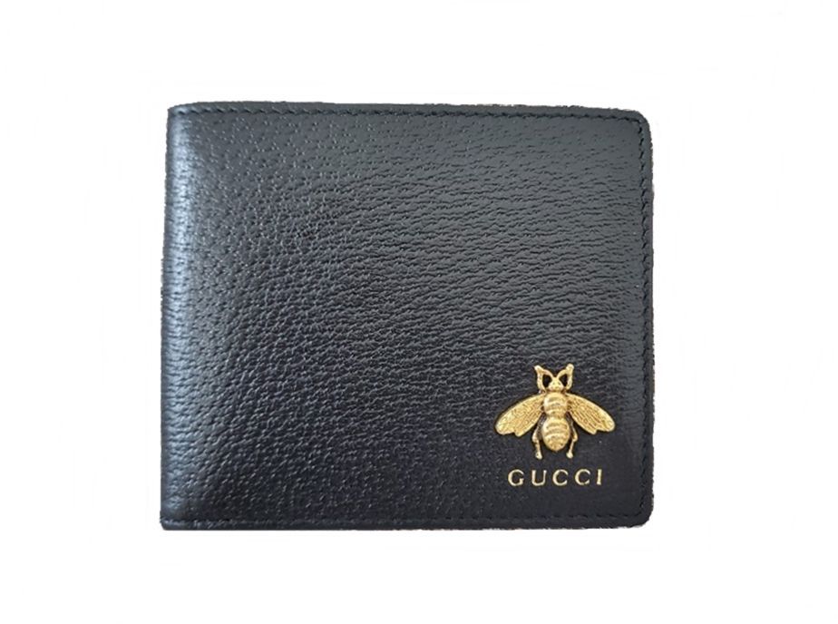 GUCCI Animalier Long Wallet Bee Round Zipper Coin Purse