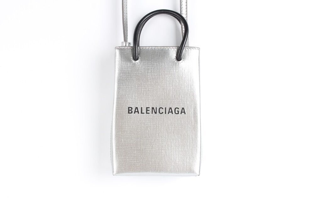 Balenciaga Silver Phone Holder Crossbody Bag SKU 123456789