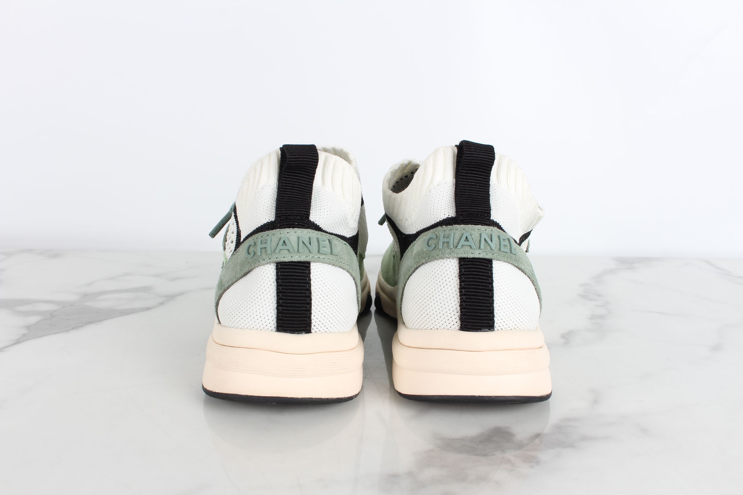 CHANEL CC Logo Knit Sneakers 37 73536723 | eBay