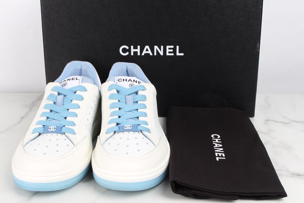 CHANEL Logo Tennis Sneakers Blue 36.5 75094735 | eBay