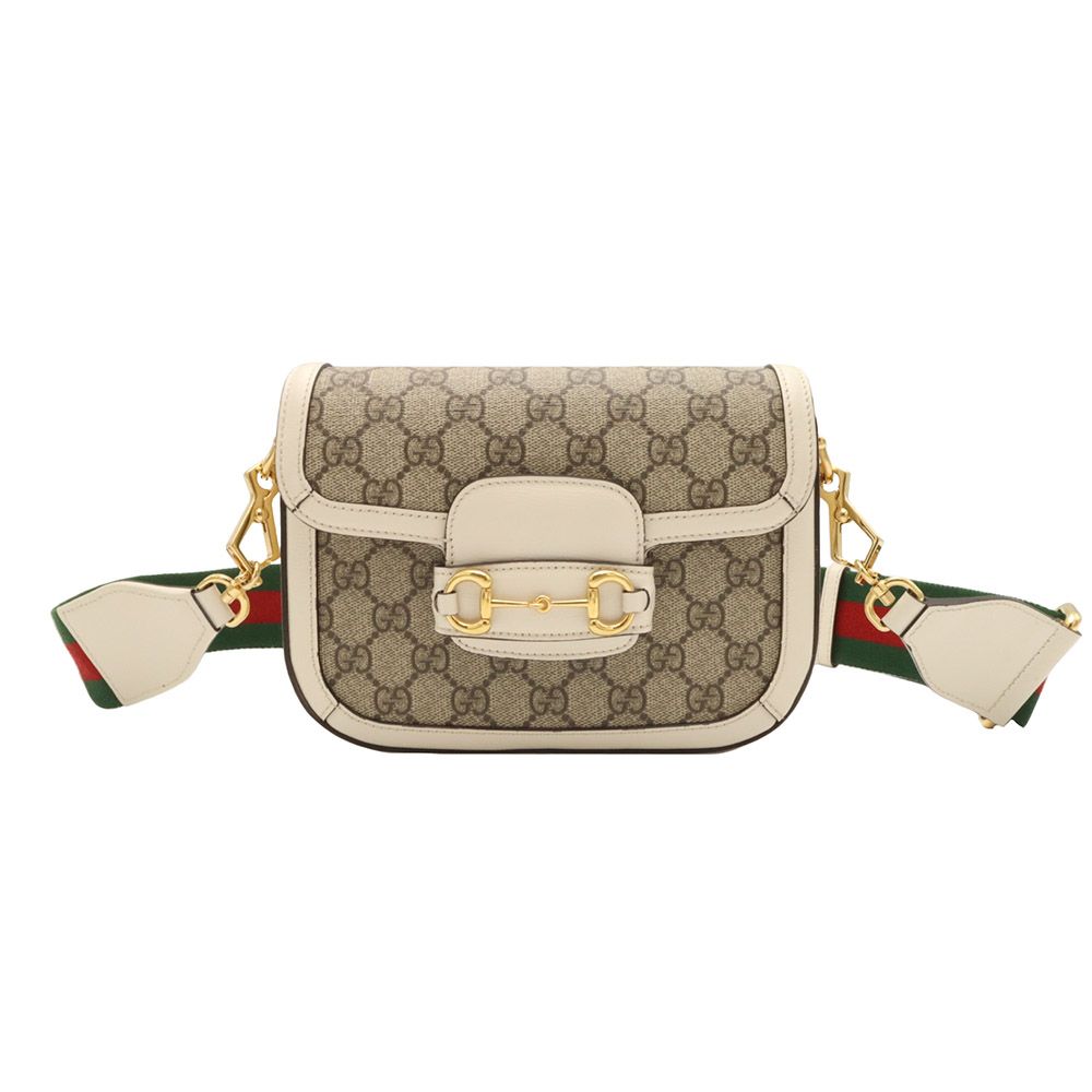 【送料&関税込】Gucci gg Mini Bag Gucci White GG Supreme Canvas Leather Horsebit 1955 WEB Mini