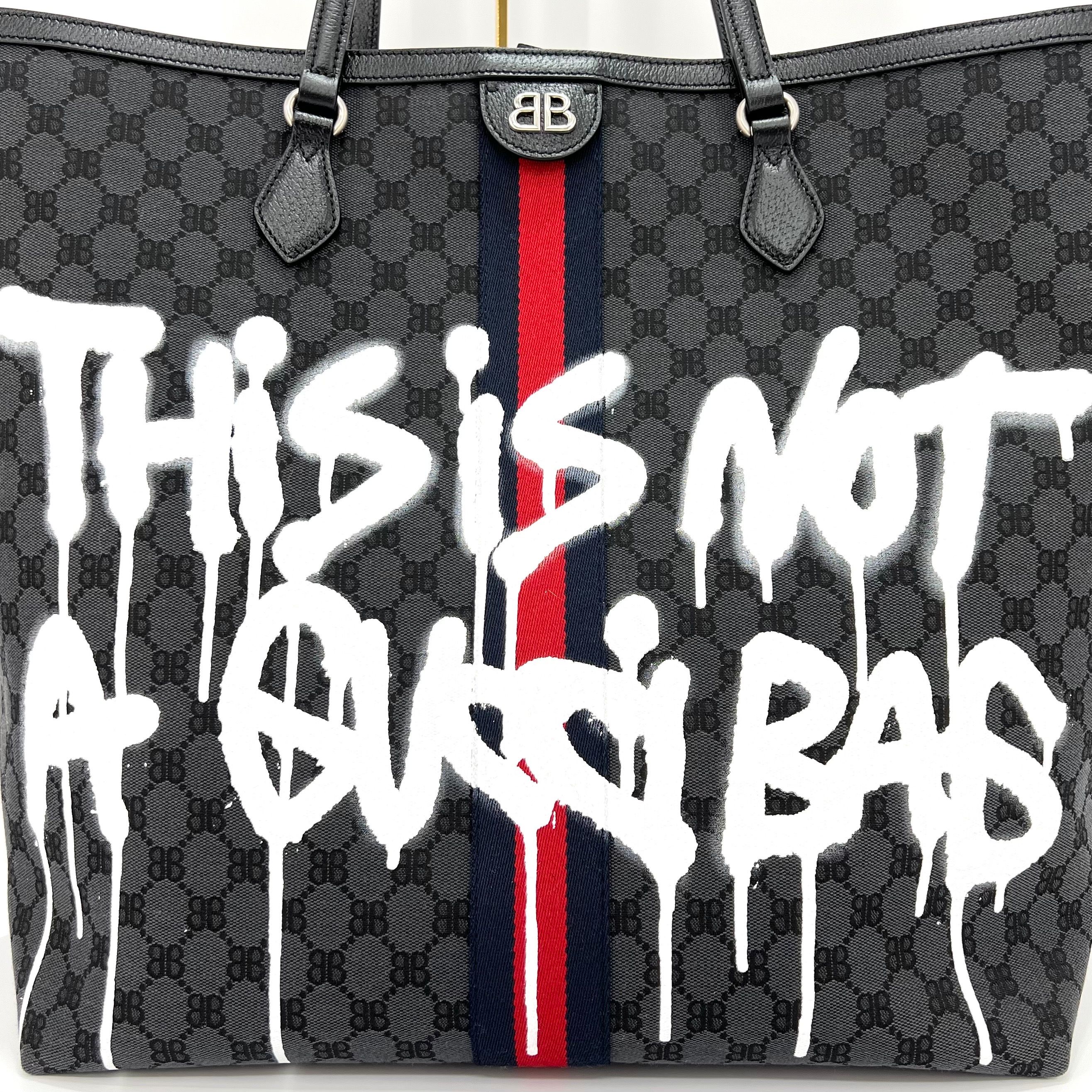 Balenciaga Gucci Hacker Project Graffiti Tote Bag 40x40x21