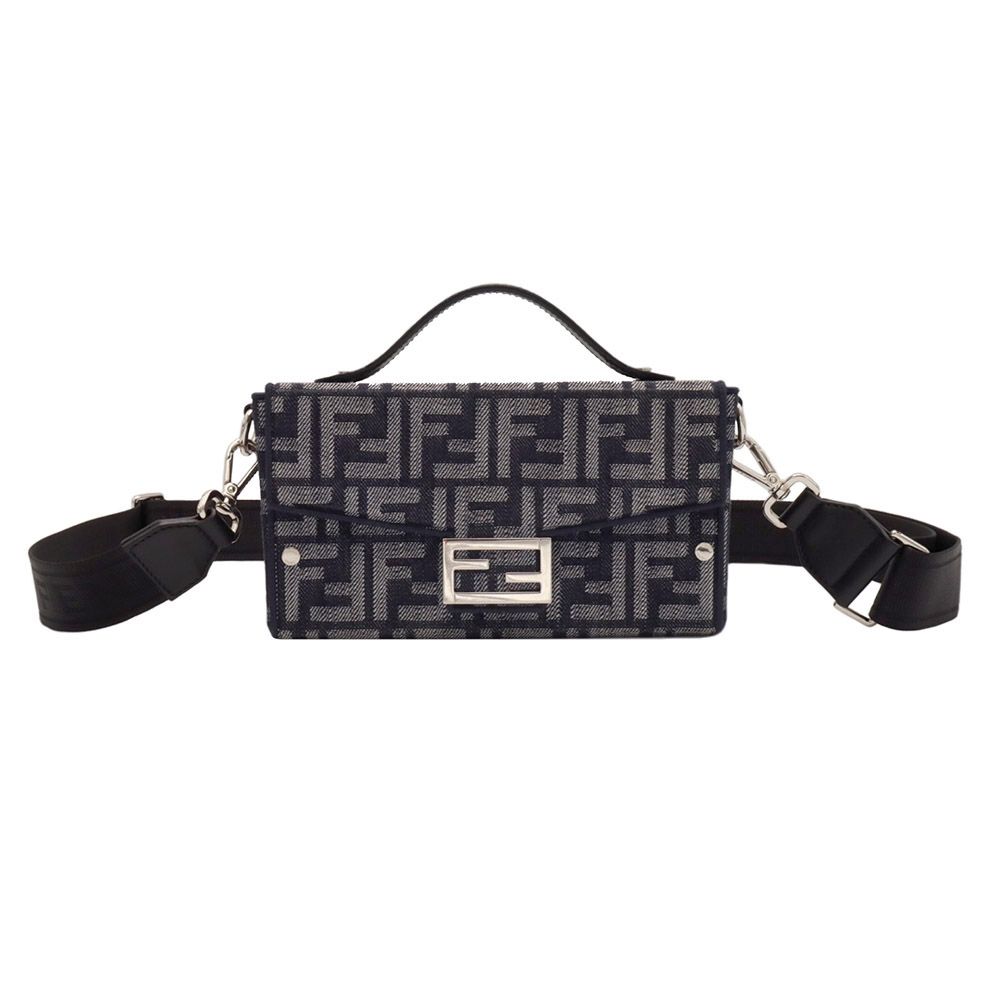 Fendi Black/Grey Canvas/Leather FF Print Mini Suitcase Bag