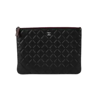 샤넬 클래식 뉴 미듐 캐비어 클러치 블랙 은장