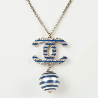 샤넬 중고 스트라이프 스윙 볼 CC로고 목걸이