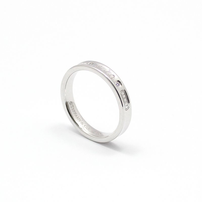 Tiffany & Co 18K White Gold 2P Diamond TCO 1837 Narrow Ring