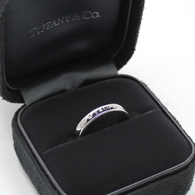 Tiffany & Co 18K White Gold 2P Diamond TCO 1837 Narrow Ring Tiffany & Co 18K White Gold 2P Diamond TCO 1837 Narrow Ring