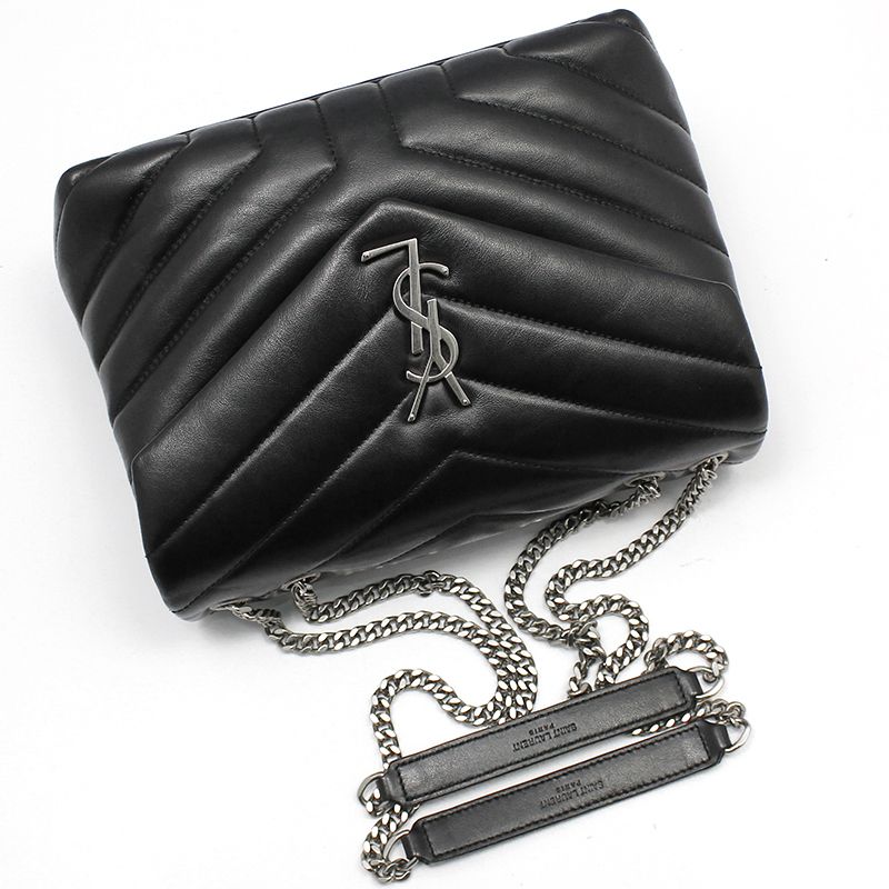【楽天最安値に挑戦】 Saint Laurent Black Embossed Monogram Lulu Small Shoulder トートバッグ