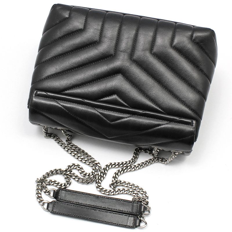 Saint Laurent Black Embossed Monogram Lulu Small Shoulder