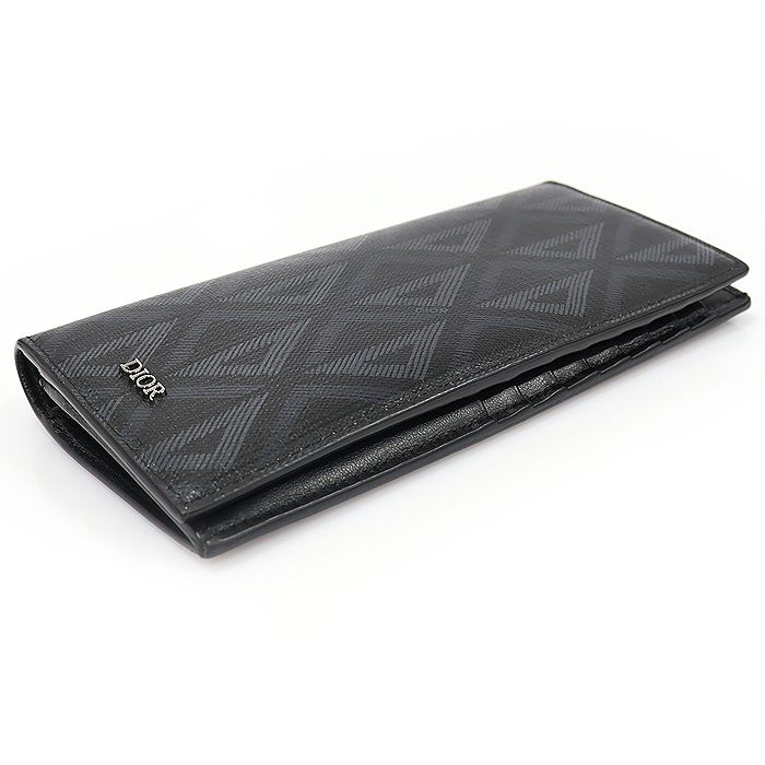 Dior Black CD Diamond Canvas Vertical Wallet