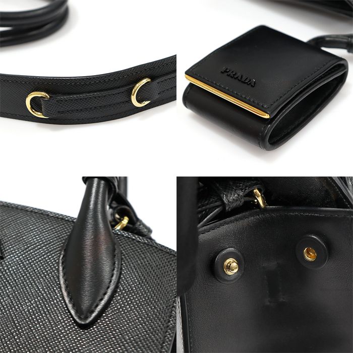 Prada Monochrome Saffiano Leather Small Top Handle 2WAY Bag