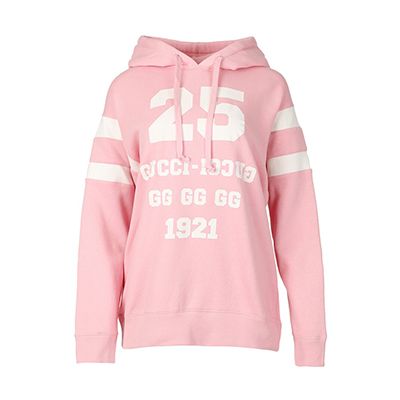 구찌 우먼스 슬로건 로고 후드 티셔츠 SUGAR PINK 660282 XJDJD 5904