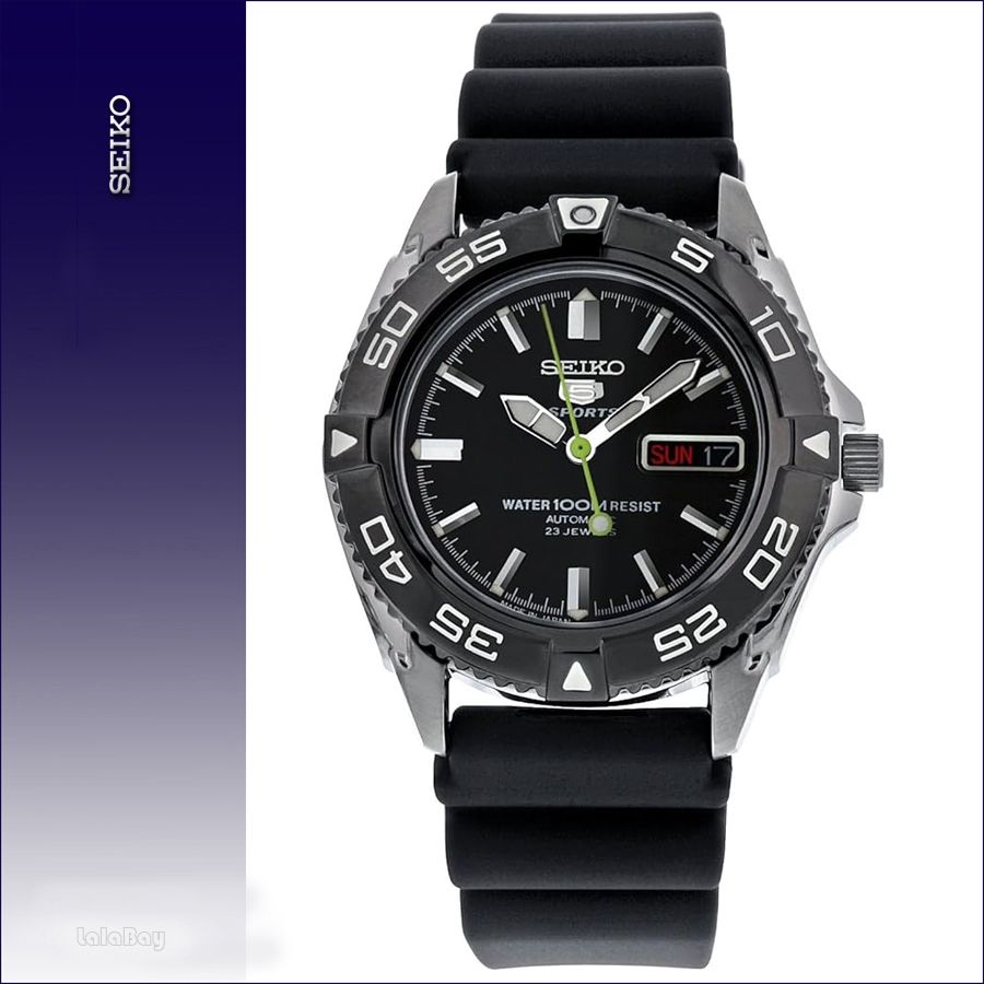 세이코 5 스포츠 손목시계 남성용 오토매틱 SNZB23J2 재팬메이드 러버밴드 40mm 데이 데이트