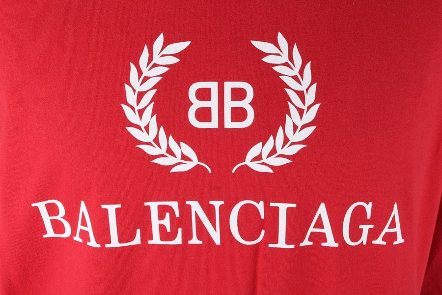 Balenciaga BB Laurel Logo Short Sleeve T-Shirt Red M
