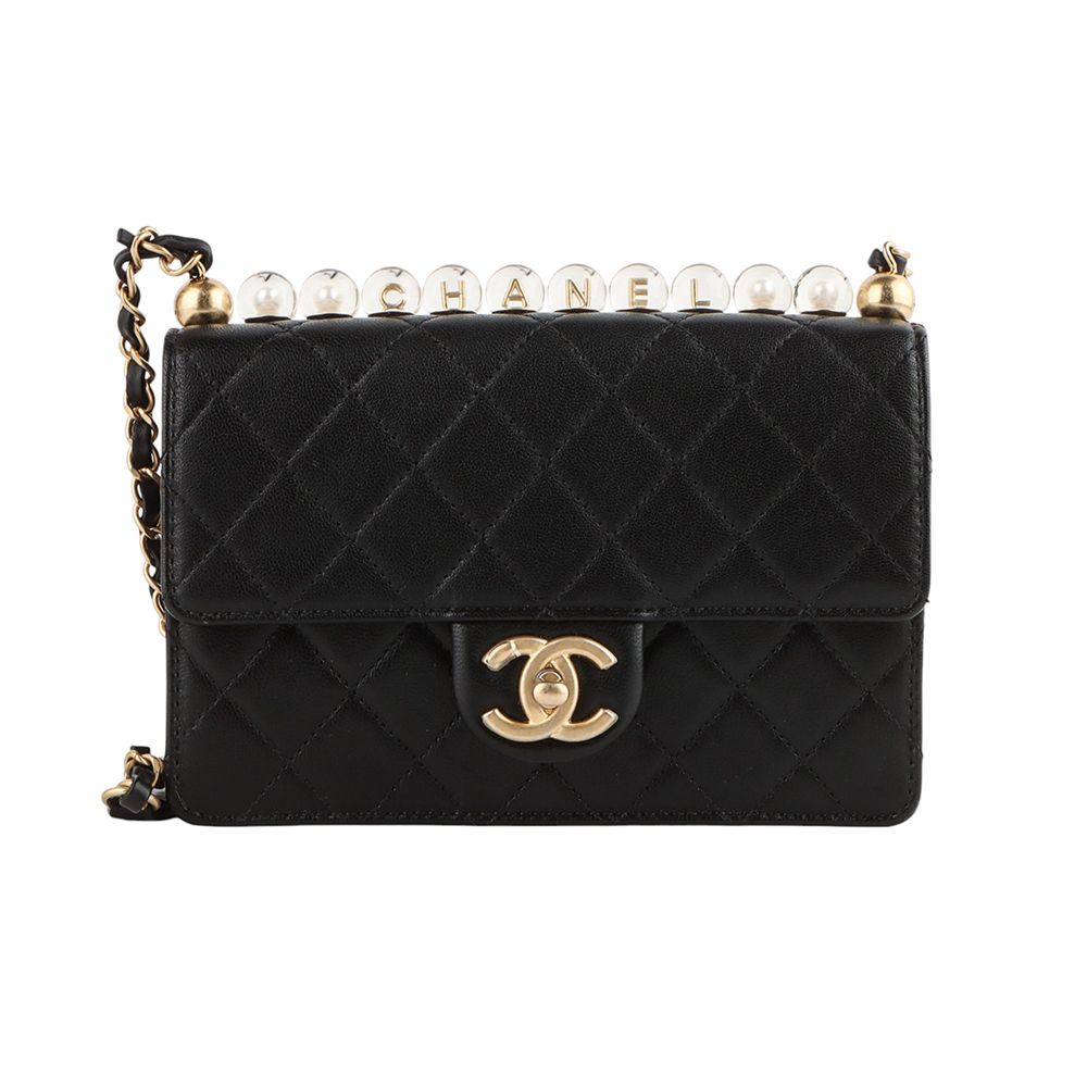 人気ブランド Flap Bead Acrylic CHANEL Crossbody 33323 Black Medium Bag 遊戯王OCG デュエルモンスターズ
