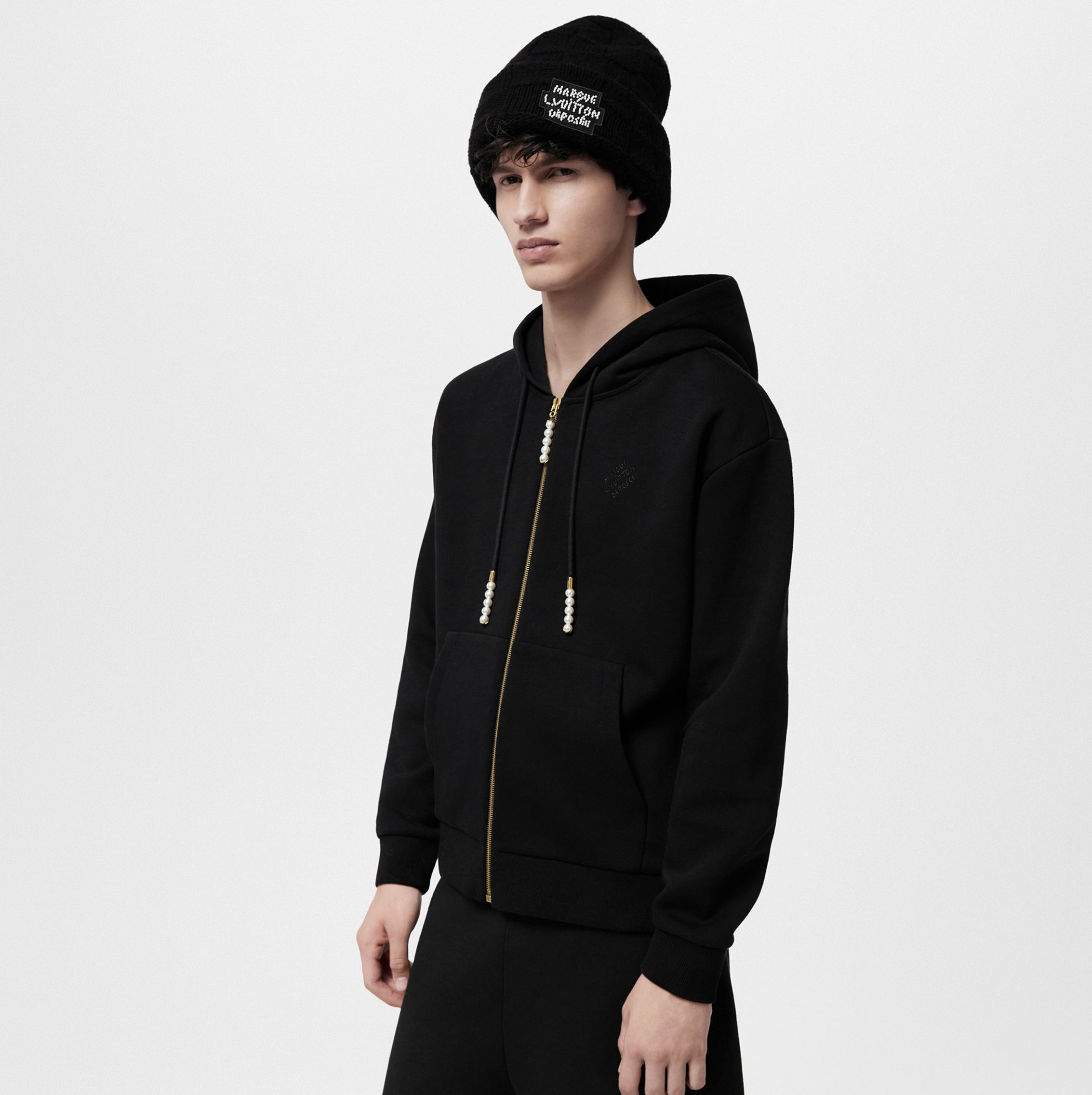 (A/S가능) 루이비통 24FW 엠브로이더드 남성 후드 집업 자켓 블랙 1AFJGB